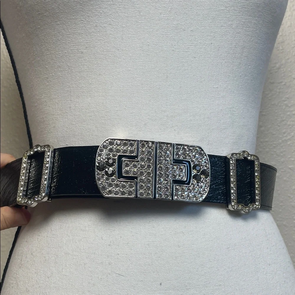NEW Black Belt with Crystal Embellished Buckle